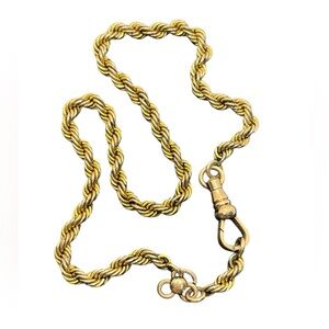 D.B. & Co Victorian gold tone Albert dog clip pocket watch rope chain vintage